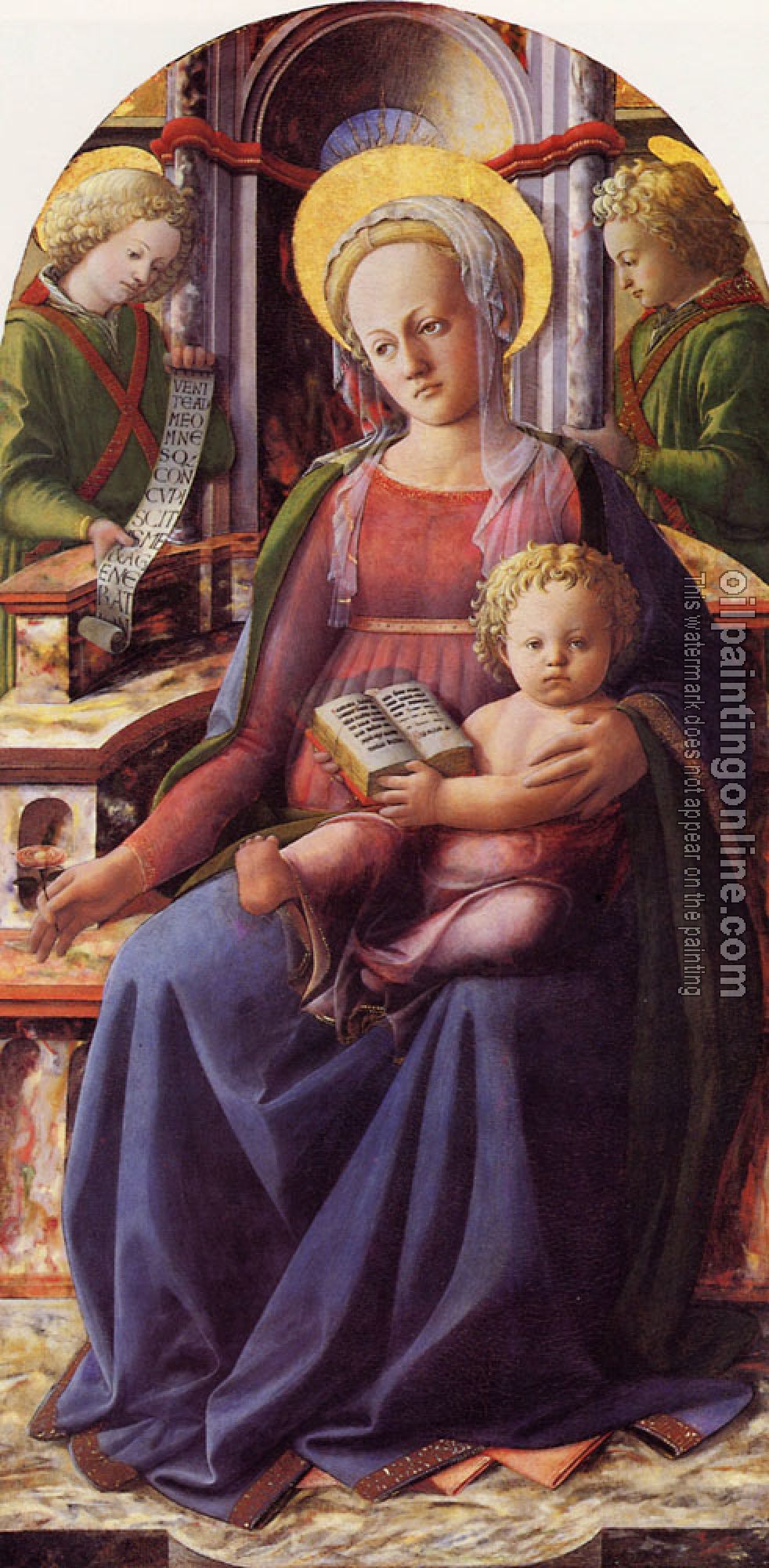 Lippi, Filippino - Madonna and Child enthroned with two Angels